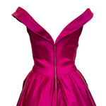 1950's Hot Pink Satin Fit and Flair Cocktail Dress, back top
