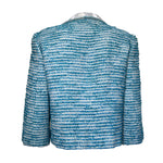 Chanel S/S 2001 Blue Boucle Knit Skirt Suit with Silver Lame, jacket back