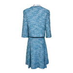 Chanel S/S 2001 Blue Boucle Knit Skirt Suit with Silver Lame, back