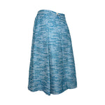 Chanel S/S 2001 Blue Boucle Knit Skirt Suit with Silver Lame, skirt side