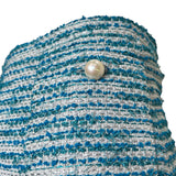 Chanel S/S 2001 Blue Boucle Knit Skirt Suit with Silver Lame, button