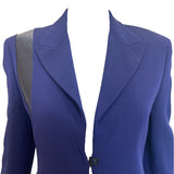 Gianni Versace Couture S/S 1998 Royal Blue Blazer with Black Leather Shoulder Stripe, NWT, top