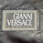 Gianni Versace Couture S/S 1998 Royal Blue Blazer with Black Leather Shoulder Stripe, NWT, back
