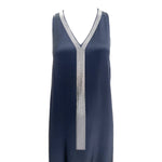 Brunello Cucinelli Slate Grey Slinky Column Gown with Monili Embellishments, top