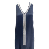 Brunello Cucinelli Slate Grey Slinky Column Gown with Monili Embellishments, top