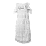 Dolce & Gabbana White Sequin Fringed Mini Dress