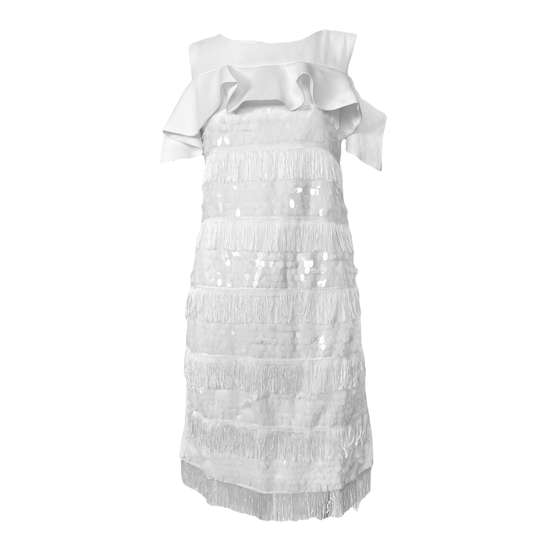 Dolce & Gabbana White Sequin Fringed Mini Dress – THE WAY WE WORE