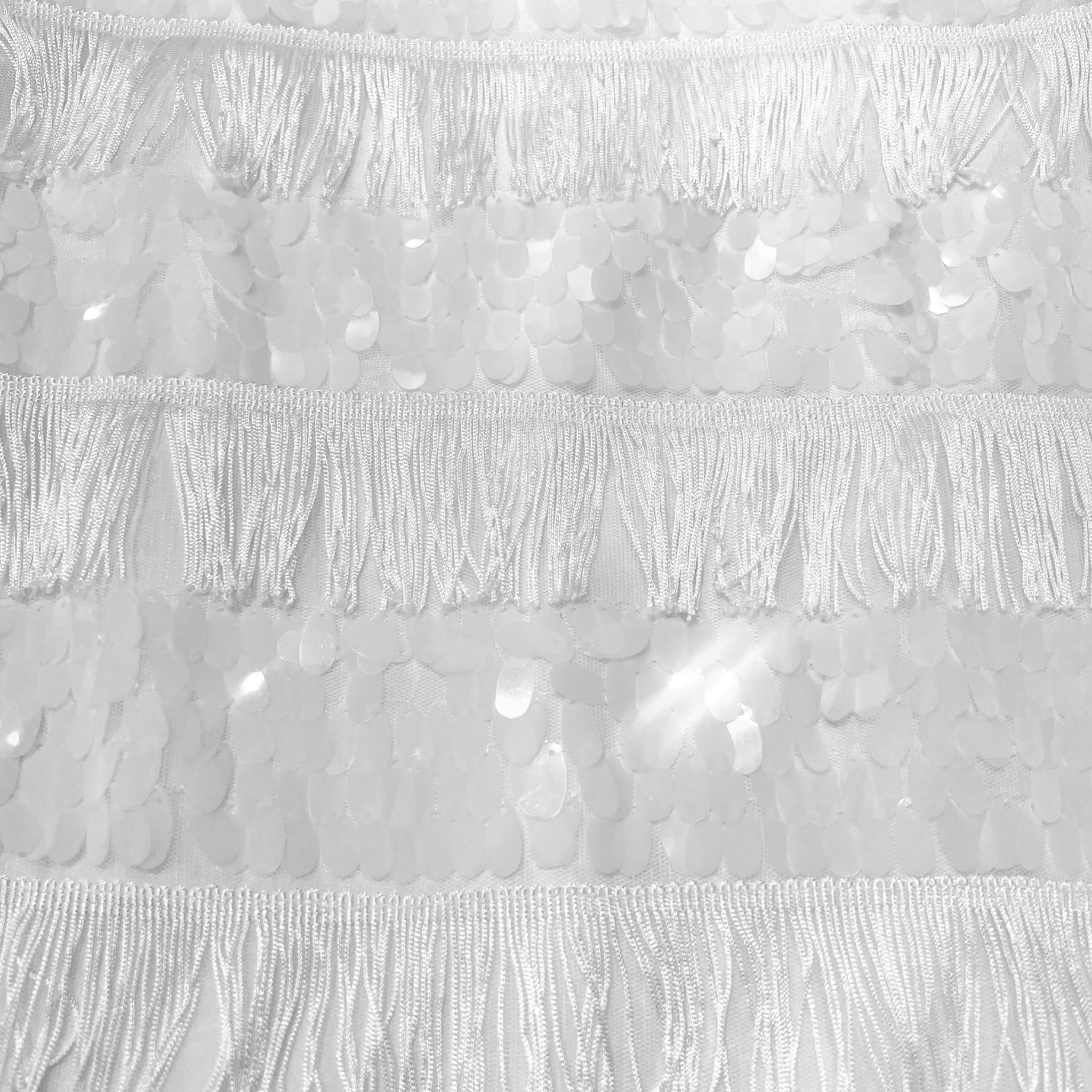 Dolce & Gabbana White Sequin Fringed Mini Dress, detail