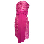 Dolce & Gabbana Hot Pink Lace Strapless Mini Dress with Ribbon Bow, side