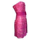 Dolce & Gabbana Hot Pink Lace Strapless Mini Dress with Ribbon Bow, side 2