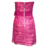 Dolce & Gabbana Hot Pink Lace Strapless Mini Dress with Ribbon Bow, back