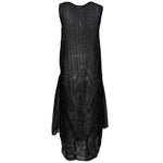 1920's Art Deco Black Beaded Ruched and Scalloped Evening Dress, back
