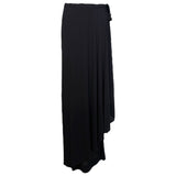 Valentino 1980's Black Asymmetrical Silk Jersey Tassel Skirt