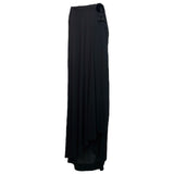 Valentino 1980's Black Asymmetrical Silk Jersey Tassel Skirt, side