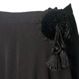 Valentino 1980's Black Asymmetrical Silk Jersey Tassel Skirt, detail