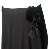 Valentino 1980's Black Asymmetrical Silk Jersey Tassel Skirt, tassel