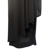 Valentino 1980's Black Asymmetrical Silk Jersey Tassel Skirt, hem