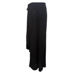 Valentino 1980's Black Asymmetrical Silk Jersey Tassel Skirt, back