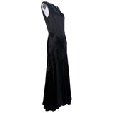 1930's Black Slipper Satin Bias Cut Evening Gown, side