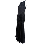 1930's Black Slipper Satin Bias Cut Evening Gown, side 2