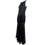 1930's Black Slipper Satin Bias Cut Evening Gown, side 2
