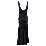 1930's Black Slipper Satin Bias Cut Evening Gown, back