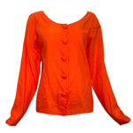 Allison Goulard 1980's Bright Orange Cotton Skirt Ensemble, top