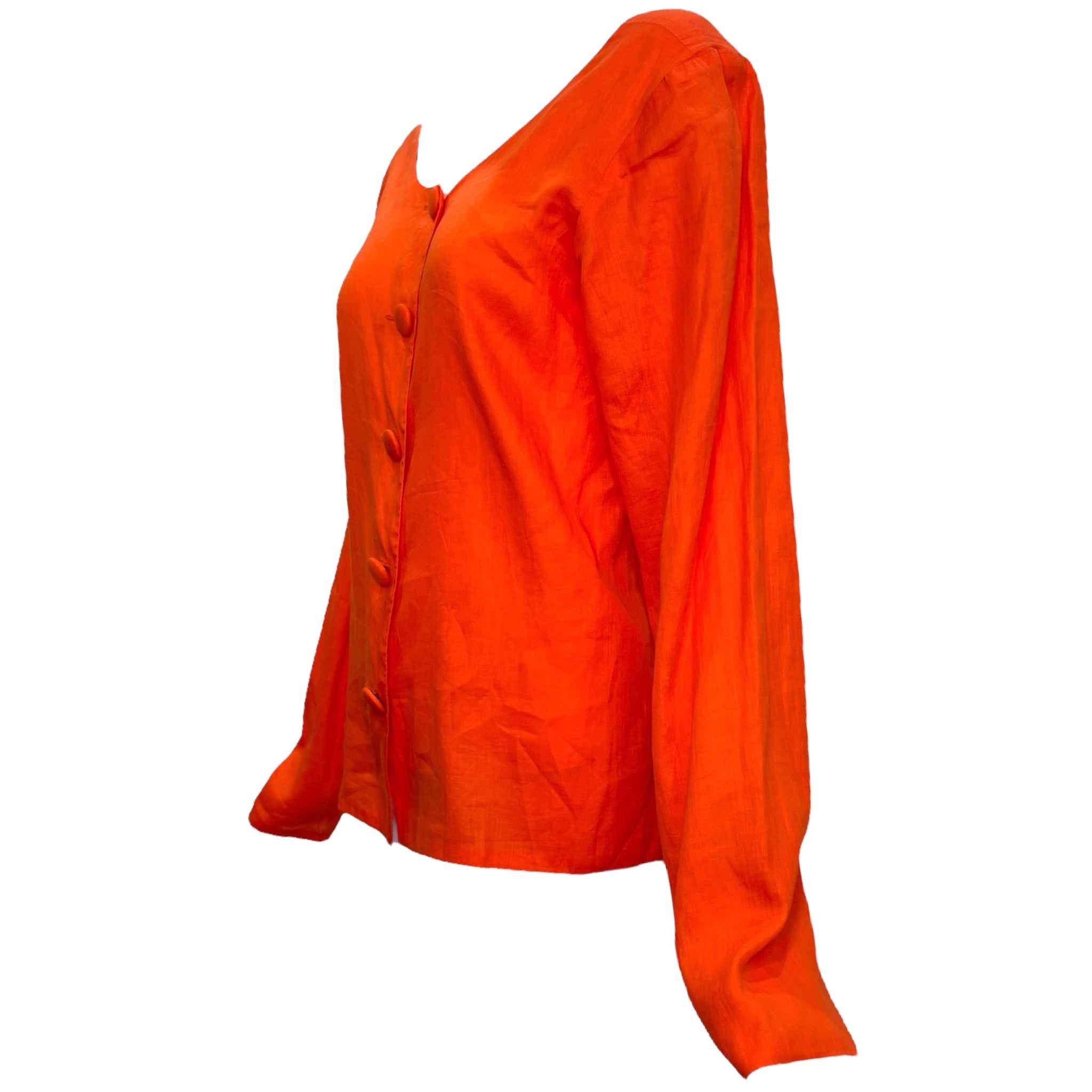 Allison Goulard 1980's Bright Orange Cotton Skirt Ensemble, top side 2