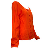 Allison Goulard 1980's Bright Orange Cotton Skirt Ensemble, top side