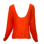 Allison Goulard 1980's Bright Orange Cotton Skirt Ensemble, top back