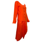 Allison Goulard 1980's Bright Orange Cotton Skirt Ensemble, side