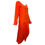 Allison Goulard 1980's Bright Orange Cotton Skirt Ensemble, side