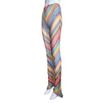 Missoni S/S 1997 Striped Fringed 3 Piece Knit Rayon Ensemble, pants slight side
