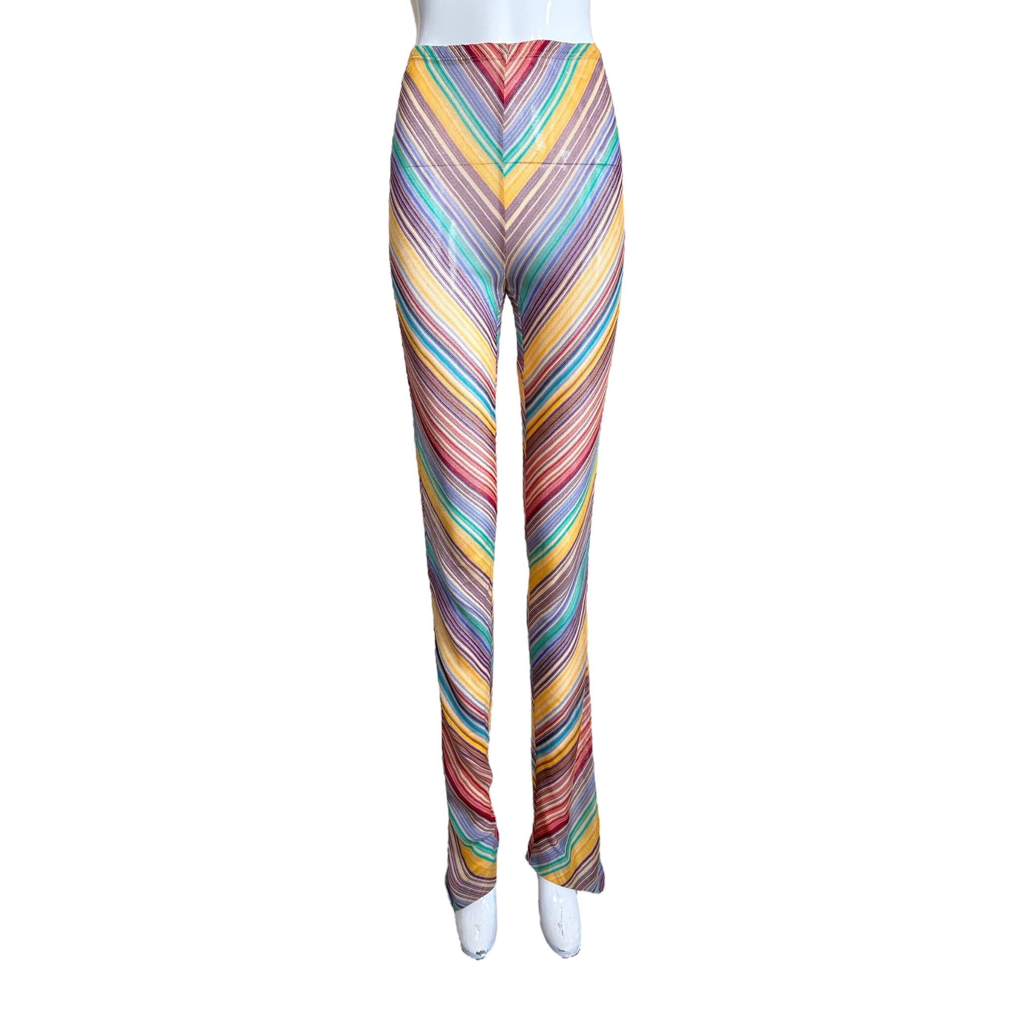 Missoni S/S 1997 Striped Fringed 3 Piece Knit Rayon Ensemble, pants