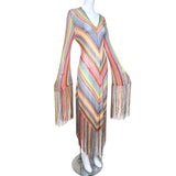 Missoni S/S 1997 Striped Fringed 3 Piece Knit Rayon Ensemble, slight side 3