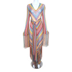 Missoni S/S 1997 Striped Fringed 3 Piece Knit Rayon Ensemble, 2