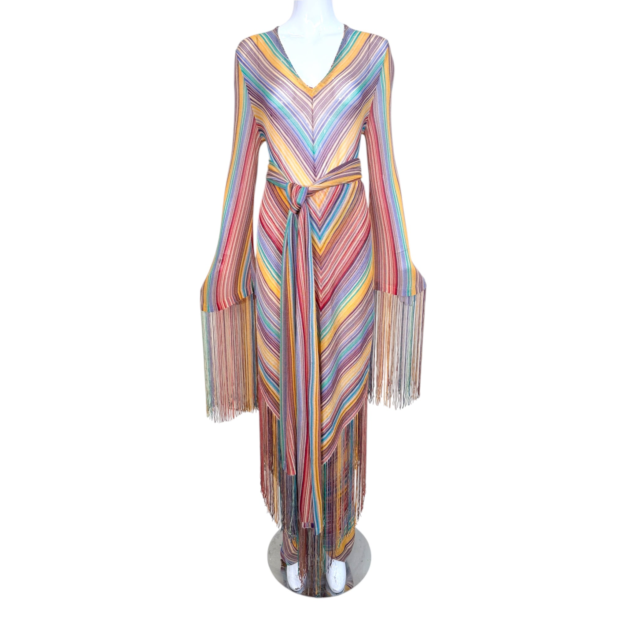 Missoni S/S 1997 Striped Fringed 3 Piece Knit Rayon Ensemble, 2
