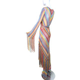 Missoni S/S 1997 Striped Fringed 3 Piece Knit Rayon Ensemble, side back
