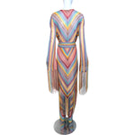 Missoni S/S 1997 Striped Fringed 3 Piece Knit Rayon Ensemble, back