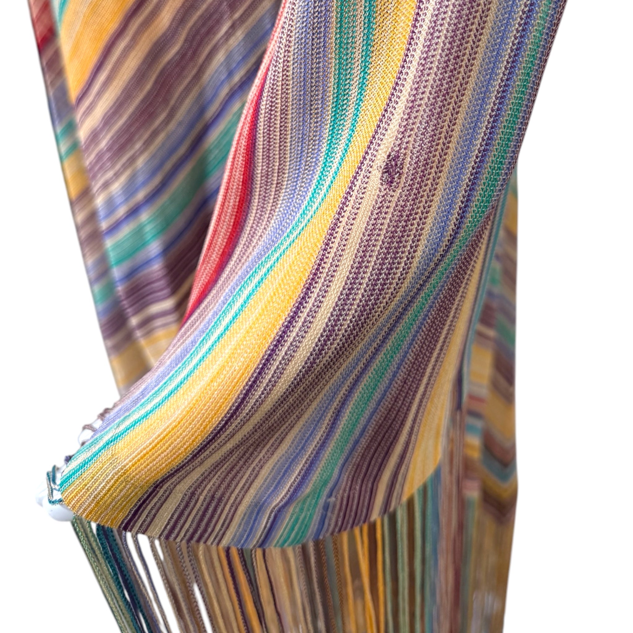 Missoni S/S 1997 Striped Fringed 3 Piece Knit Rayon Ensemble, professional woven 2