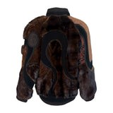 KOOS Couture Brown Fur Patchwork Fur Bomber Coat, back