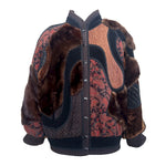KOOS Couture Brown Fur Patchwork Fur Bomber Coat
