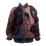 KOOS Couture Brown Fur Patchwork Fur Bomber Coat