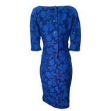 LIBERTINE Repurposed 1960s Blue Jacquard Cocktail Dress, back