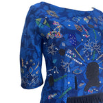 LIBERTINE Repurposed 1960s Blue Jacquard Cocktail Dress, bodice side