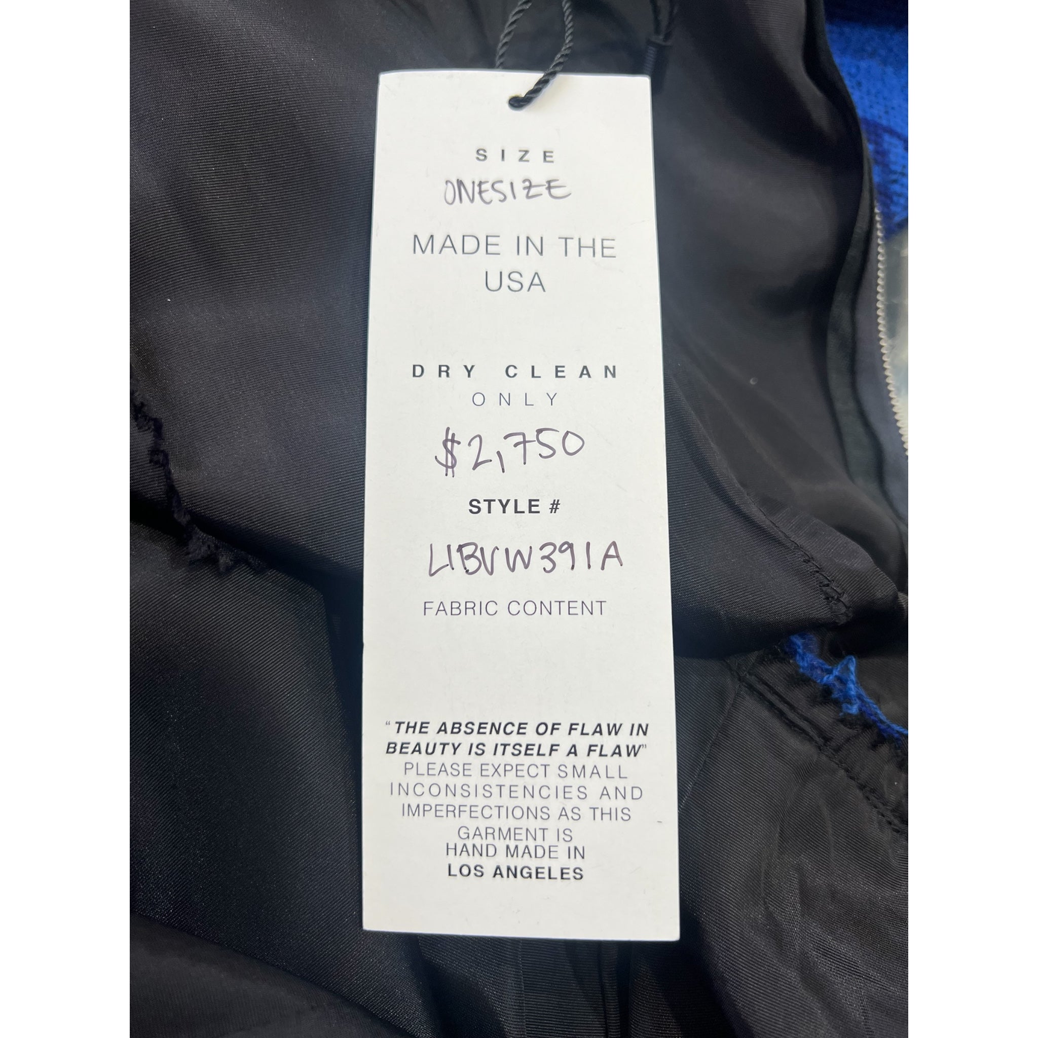 LIBERTINE Repurposed 1960s Blue Jacquard Cocktail Dress, price tag