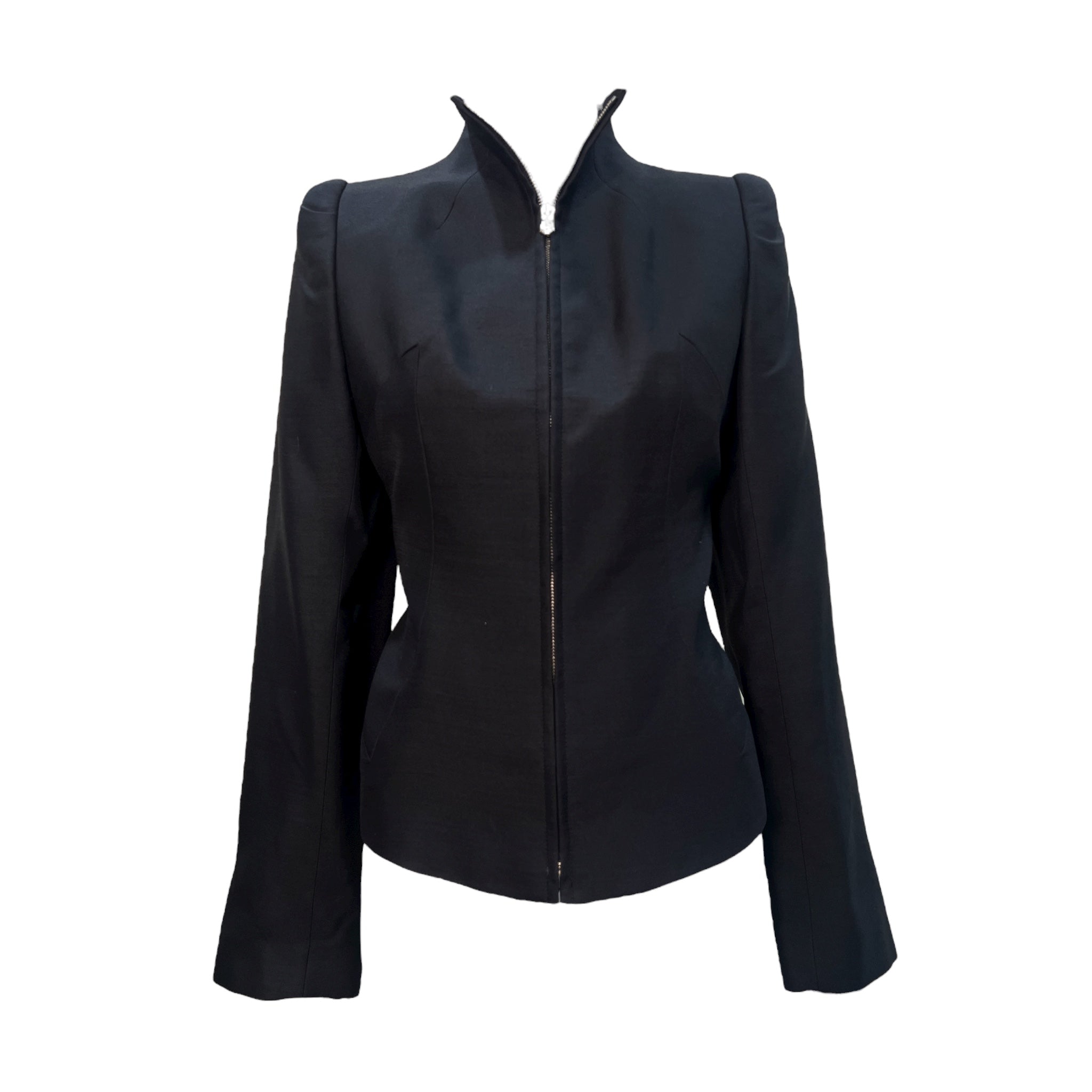 McQueen A/W 2000 "Eshu" Collection Black Zip Front Peplum Jacket