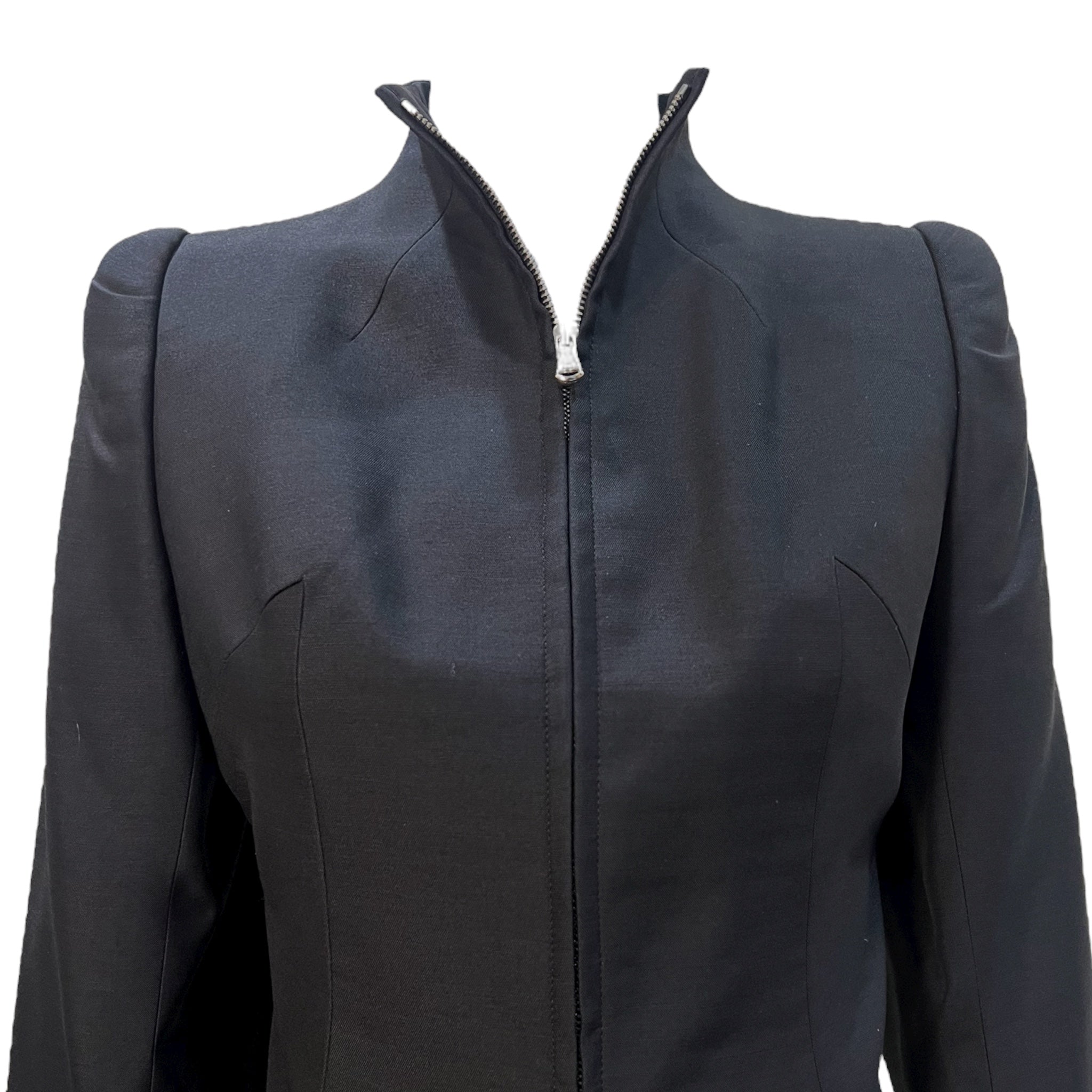 McQueen A/W 2000 "Eshu" Collection Black Zip Front Peplum Jacket, top