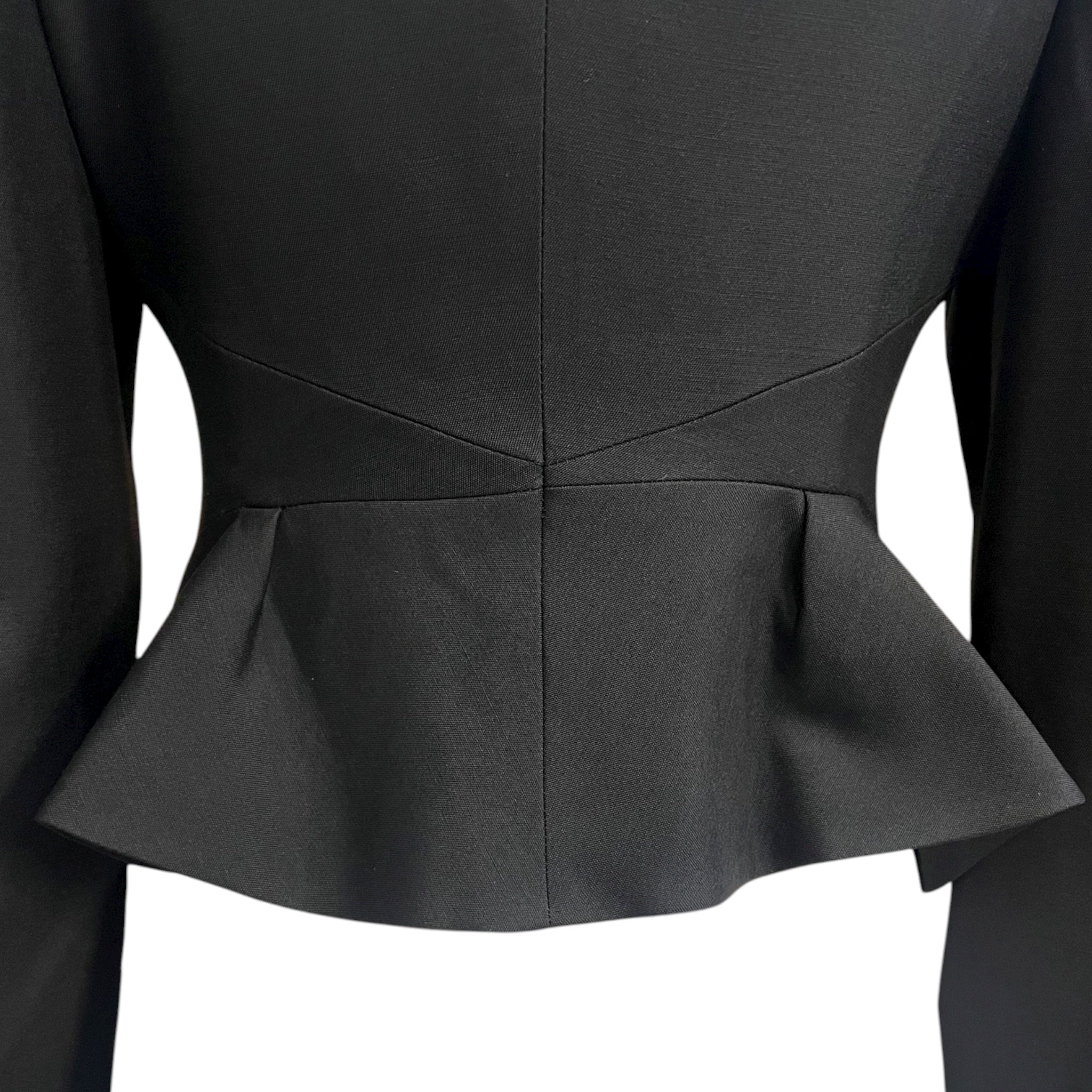 McQueen A/W 2000 "Eshu" Collection Black Zip Front Peplum Jacket, back detail