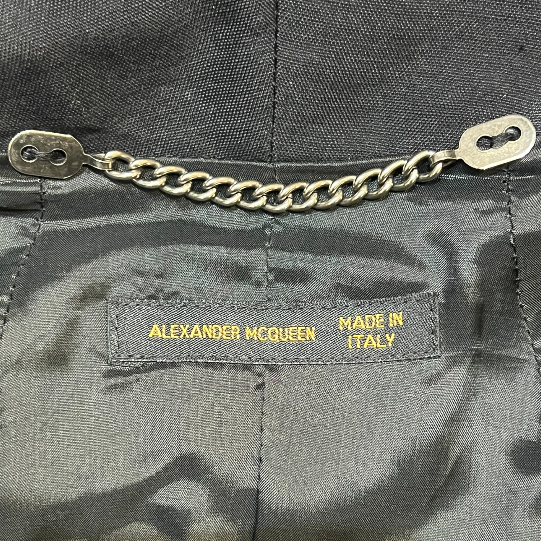 McQueen A/W 2000 "Eshu" Collection Black Zip Front Peplum Jacket, label